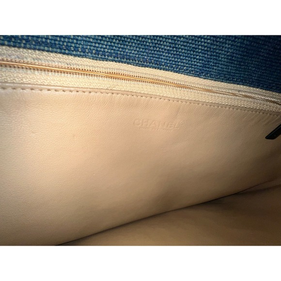 CHANEL Chocolate Bar Hand‎ Ladies Hand Bag 6th Series Denim Blue Vintage - Picture 5 of 12